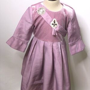 Pierre Cardin girls bell sleeve pleated sash dress